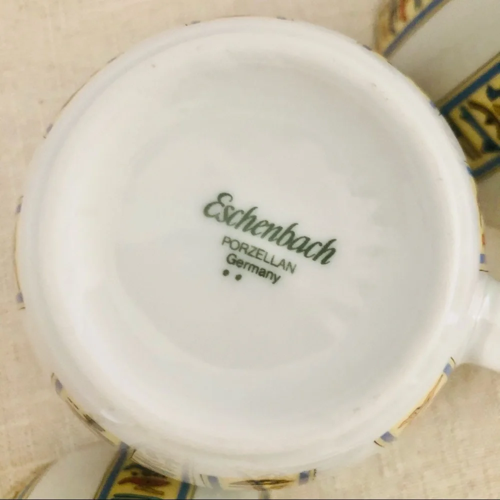 8 Eschenbach porcelain cups /Egyptian Hieroglyphs